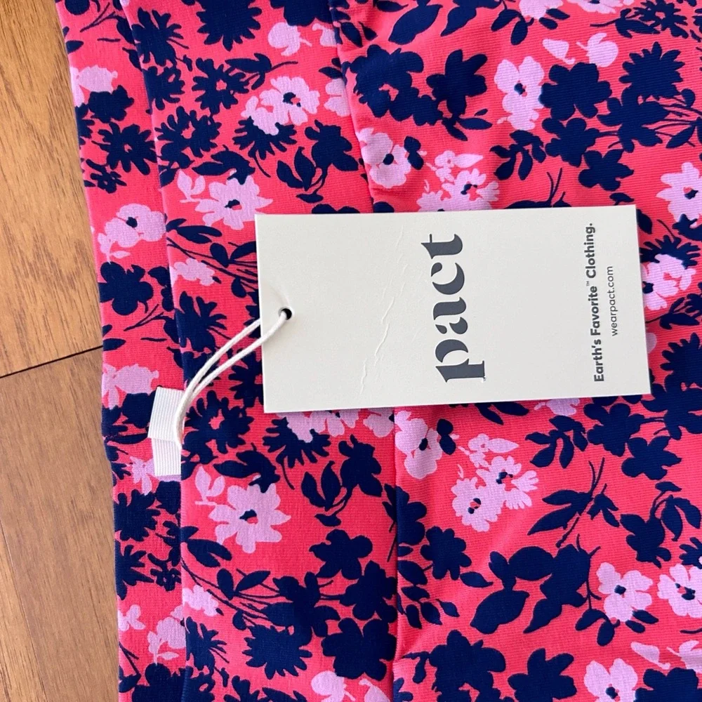 Floral Midi A-Line Skirt in Pink and Navy--NWT